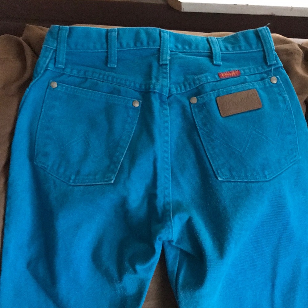 Bright blue wrangler jeans